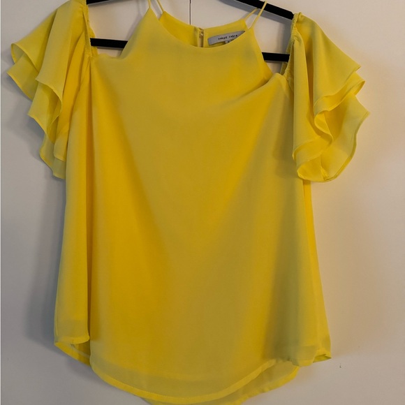 Naked Zebra Yellow Ruffled Cut Out Blouse - Picture 3 of 7